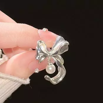 Элегантные висячие серьги с жемчугом, аксессуар, шикарные медные серьги-гвоздики с бантом, украшение, стильная женская повседневная одежда, украшения для ушей