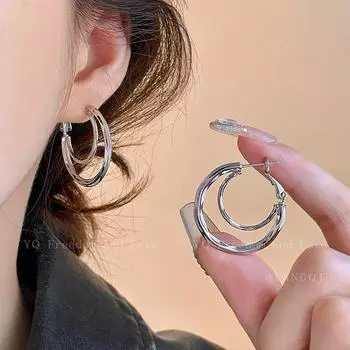 Элегантные высококачественные многослойные серьги-кольца для женщин — стиль, вдохновленный знаменитостями A2077 золотой