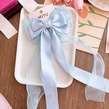 Элегантные заколки для волос с бантами, однотонные пружинные заколки-банты для женщин и девочек, изысканные большие шпильки, темпераментные аксессуары для волос