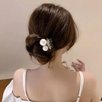 Элегантные заколки для волос с жемчужинами вишни и краба, банты, аксессуары для волос для женщин, винтажные популярные заколки для волос, хвостик белый