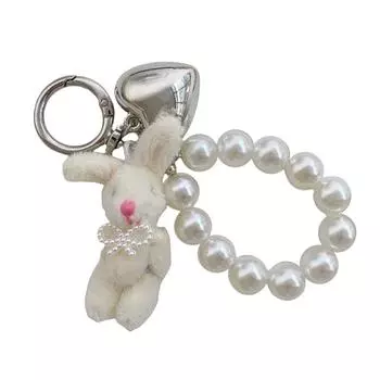 Элегантные Жемчужные Кролики Брелок Прочное Кольцо для Ключей Подвеска-Шарм в Форме Сердца Любви для Украшения Сумок Ручная Работа Аксессуар Подарки разноцветный
