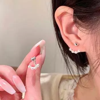 Элегантные жемчужные серьги: Универсальные, модные, высококачественные украшения в лесном стиле для женщин A1814 серебряный