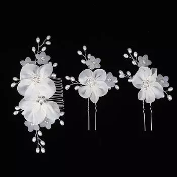 Элегантные жемчужные шпильки ручной работы, белый цветочный гребень для волос для свадебной вечеринки, свадебные аксессуары для волос