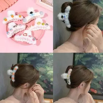 Элегантные женские акриловые заколки для волос с детским личиком, мультяшные заколки для волос, плюшевые заколки для волос, аксессуары для волос 5