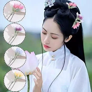 Элегантные женские аксессуары для волос в древнем стиле, тюльпан, заколка для волос, деревянная, красивая, шикарная, классическая