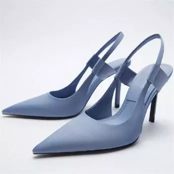 Элегантные женские босоножки на высоком каблуке 10,5 см, сине-розовые туфли-лодочки на шпильке с открытой пяткой, роскошные реплики дизайнерских сандалий для выпускного вечера 5