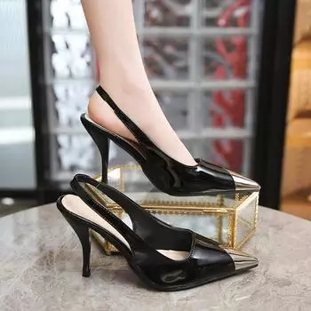 Элегантные женские босоножки с острым носком на высоком каблуке, сексуальная обувь с закрытым носком, летняя обувь с открытым носком, модная женская обувь с острым носком 35