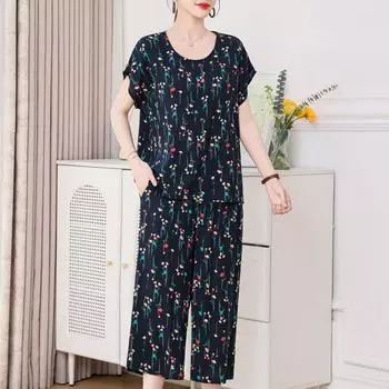 Элегантные женские брюки комплекты летние повседневные комплекты из 2 предметов больших размеров женская одежда винтажная одежда XL