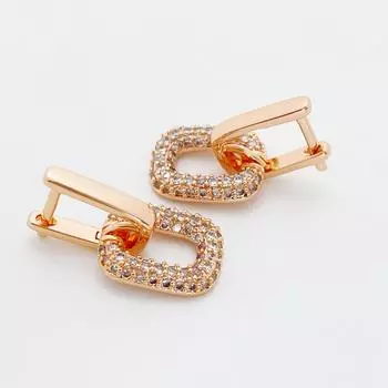 Элегантные женские длинные квадратные висячие серьги из розового золота 585 пробы с микровосковой инкрустацией из натурального циркона, необычные креативные модные украшения