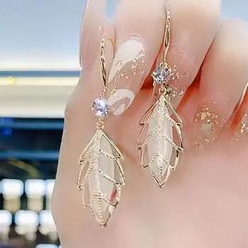 Элегантные женские длинные серьги-капли в виде листьев, золотые серьги, романтические серьги для невесты, свадебные серьги, подарок на годовщину, ювелирные изделия золотой