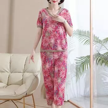 Элегантные женские комплекты из двух штанов, летний повседневный свободный летний костюм с v-образным вырезом размера плюс L
