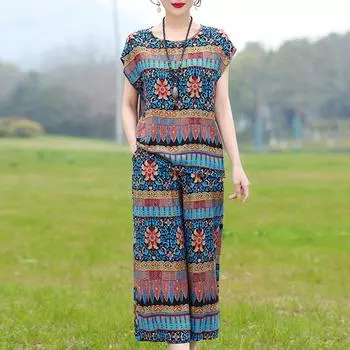 Элегантные женские комплекты, летние повседневные свободные комплекты из двух предметов больших размеров для женщин XL