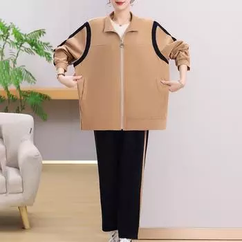 Элегантные женские комплекты, винтажная одежда больших размеров, весна-осень, комплект из двух предметов больших размеров 4XL синий