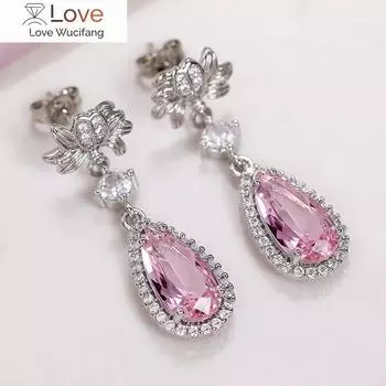 Элегантные женские нежные висячие серьги с дизайном в форме капли воды, блестящие украшения для свадебной вечеринки, модные аксессуары