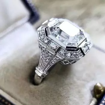 Элегантные женские обручальные кольца с набором зубцов из кристаллов циркония, модные аксессуары, женские украшения серебряного цвета 9