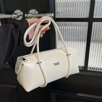 Элегантные женские однотонные кожаные сумки через плечо, модные маленькие сумки на молнии, роскошные дизайнерские ретро-сумки для покупок под мышками