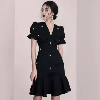 Элегантные женские платья, летнее сексуальное черное вечернее платье с v-образным вырезом и цветочным принтом, женское мини-платье с короткими рукавами и оборками XS белый