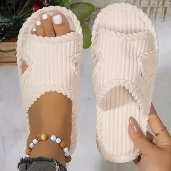 Элегантные женские полосатые тапочки - Мягкая, удобная ткань с резиновой подошвой для всех сезонов 36-37 белый