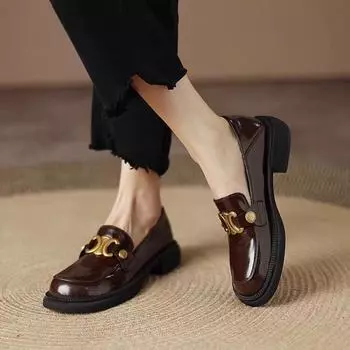 Элегантные женские повседневные туфли на квадратном каблуке с круглой головкой и неглубоким носком на танкетке для женщин в стиле ретро среднего размера 35 чёрный