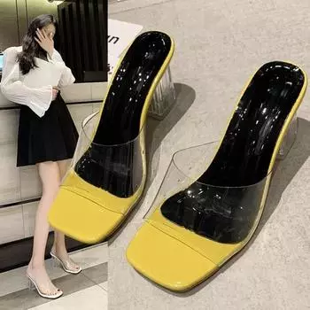 Элегантные женские сандалии, модные весенне-летние женские тапочки на среднем каблуке, танкетка, нескользящая мягкая подошва Chanclas De Mujer 35 красный