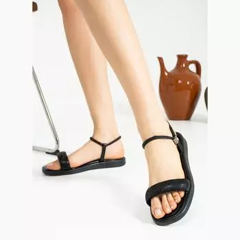 Элегантные женские сандалии на удобной подошве с одним камнем 020-7605-23