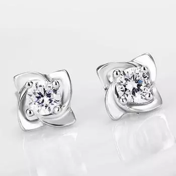 Элегантные женские серьги-гвоздики с цирконием Happy Leaf Grass, женская версия, серьги с посеребренным украшением, мода