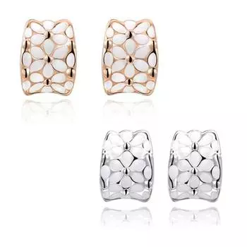 Элегантные женские серьги-гвоздики с цветком и маслом для девочек, ювелирные изделия для свадебной вечеринки белого золота