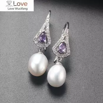 Элегантные женские серьги-капли из блестящих кристаллов Aaa с натуральным пресноводным жемчугом, модные роскошные ювелирные изделия из серебра 925 пробы с цирконием розовый
