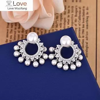 Элегантные женские серьги-капли, обручальное кольцо, ювелирные изделия, жемчужные короткие серьги-кисточки, кубический цирконий Aaa, новые свадебные аксессуары Zk30