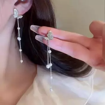 Элегантные женские серьги-кисточки в виде бабочек — легкие, роскошные, универсальные, длинные, стиль нишевой моды Butterfly with tassels