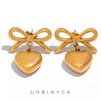 Элегантные женские серьги-подвески во французском стиле в форме сердца, ювелирные изделия из полированной нержавеющей стали серебряный
