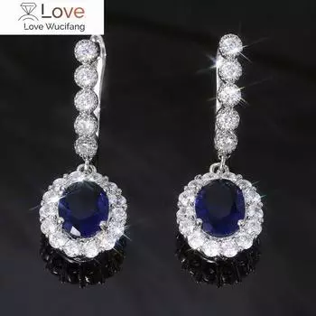 Элегантные женские серьги-подвески, высококачественные серебряные, с инкрустацией из синего/белого циркония, классические украшения для свадьбы, помолвки и вечеринки синий