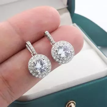 Элегантные женские серьги ретро круглые полные бриллианты темперамент простые серьги вечерние ювелирные украшения серьги для женщин белый