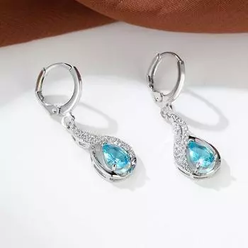 Элегантные женские серьги в виде капли воды из цинка и стекла