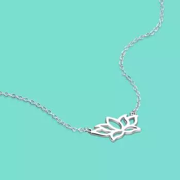 Элегантные женские серебряные украшения из стерлингового серебра 925 пробы с подвеской в виде лотоса, однотонное серебряное ожерелье, классический подарок для бижутерии 45CM
