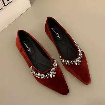Элегантные женские туфли-лоферы с кристаллами и плоскими носами, модные сандалии с острым носком, летние новые роскошные платья для женщин, прогуливающихся по городу, Zapatos 35