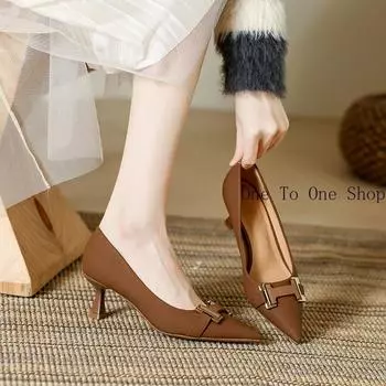 Элегантные женские туфли на каблуке, модные одинарные туфли для женщин 2024 года, новые туфли на тонком каблуке с острым носком, женские туфли для танцев 34