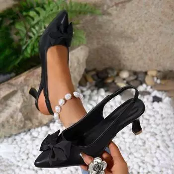 Элегантные женские туфли на высоком каблуке, летние черные туфли с заостренным носком и открытым носком, роскошные босоножки для офиса и вечеринок 36 чёрный