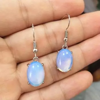 Элегантные женские ювелирные изделия, очаровательные серьги-крючки овальной формы с лунным камнем