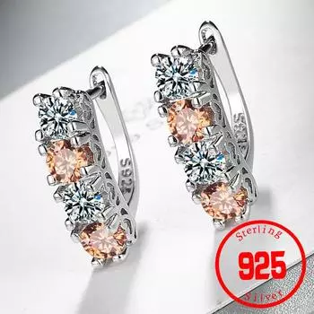 Элегантные женские вечерние свадебные украшения из настоящего серебра 925 пробы с четырьмя стразами, высококачественный праздничный подарок серебряный