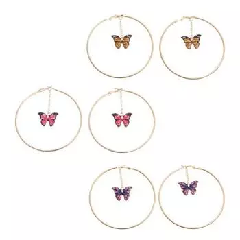 Элегантные женские висячие цепочки с бабочкой, большой обруч, висячие серьги, вечерние украшения жёлтый