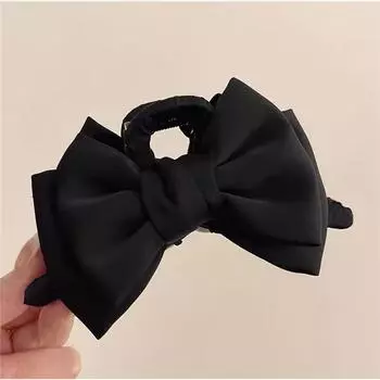 Элегантные женские заколки-крабы для волос с бантом, двусторонние, большие, атласные, акула, однотонные заколки-бантики, аксессуары для волос