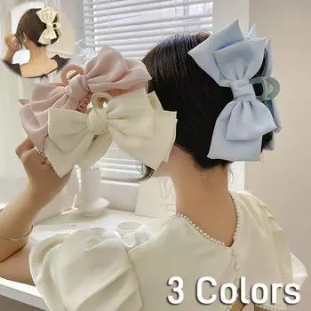 Элегантные женские заколки-крабы для волос с бантом, двухсторонние, большие, атласные, в форме акулы, сплошные заколки-банты, заколки, аксессуары для волос розовый