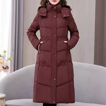 Элегантные зимние куртки женские длинные парки с капюшоном свободные толстые теплые пальто с длинным рукавом женские куртки XL чёрный