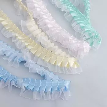 Элегантный 4 см двойной плиссированный полиэстер прозрачный шифон кружево одежда аксессуары юбка подол манжеты ручная работа поддержка юбка кружево ремесла изготовление лент 2.5cm*10 Yards