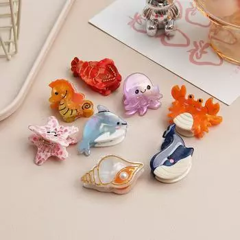 Элегантный ацетатный зажим для волос в виде животного, рыбы, акулы, милый мультяшный коготь, заколки для волос для женщин и девочек, головные уборы, аксессуары для волос, подарки золотой рудник