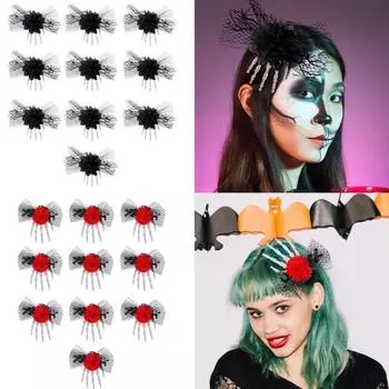 Элегантный аксессуар для волос из тюля сбоку, стильный бант из тюля сбоку, украшение для вечеринки, акцент на одежде красный