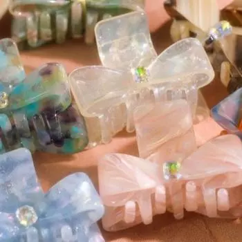 Элегантный бант для волос с когтями, нескользящая заколка для волос с уксусной кислотой, квадратная заколка для волос со стразами, подарок Style J