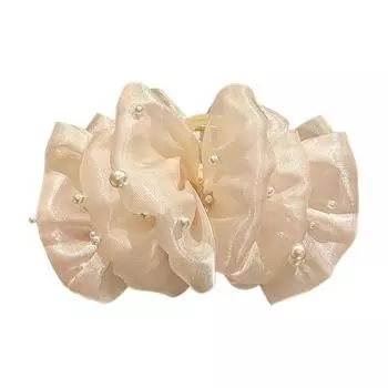 Элегантный бант-заколка для волос для женщин, преувеличенная сетка-пузырь, жемчужная акулья заколка, повседневные аксессуары для волос в корейском стиле с бантом для девочек