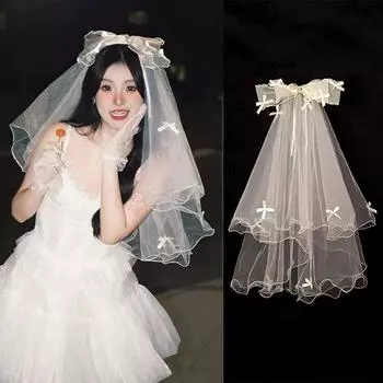 Элегантный бантовый ободок для невесты, свадебный ободок для вечеринки, косплея, атмосферных головных уборов, аксессуаров для фотосъемки, подарков чёрный